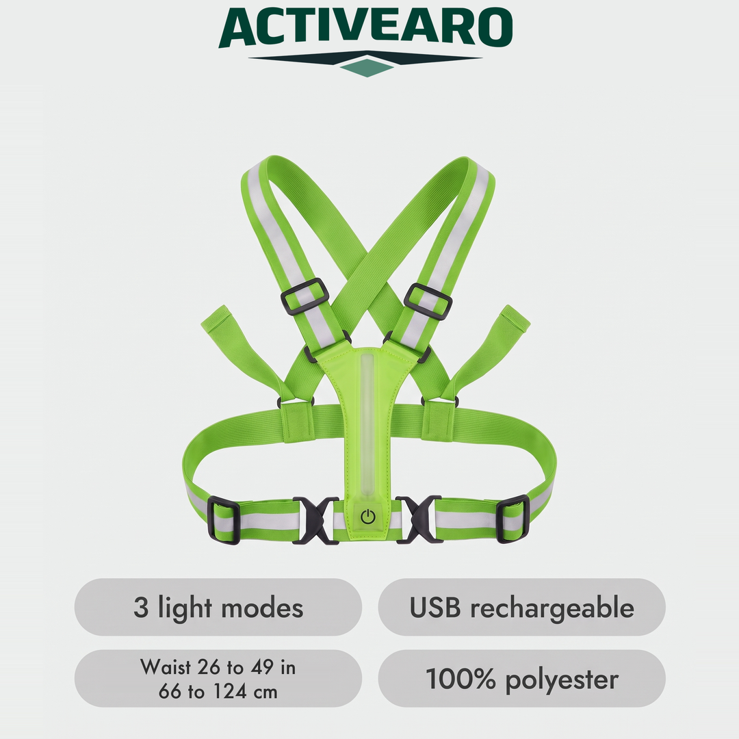 Reflective vest specifications, three light modes and USB rechargeable