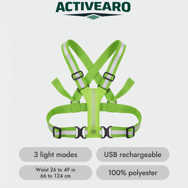 Reflective vest specifications, three light modes and USB rechargeable