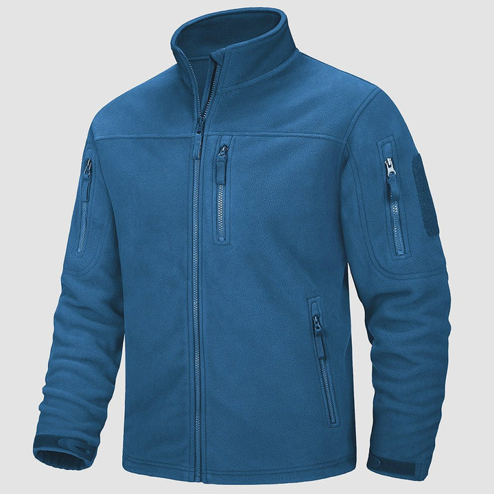 Men's tactical fleece jacket in Blue Green, front view