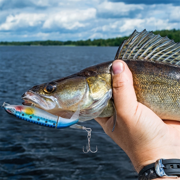 Topwater Popper Fishing Lure with Rotating Tail – Hard Bait for Surface Fishing