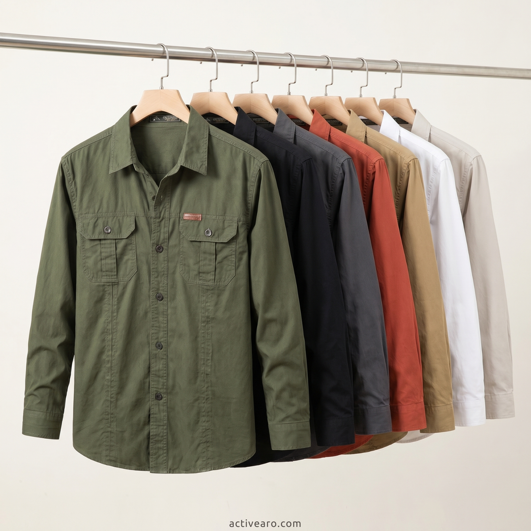 Lightweight Long-Sleeve Outdoor Shirt – Durable Cotton-Blend for Active Use