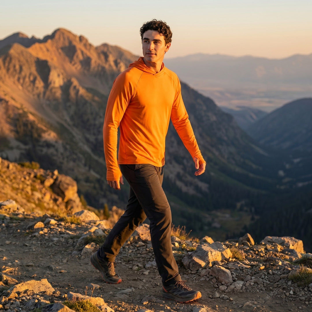Men's UPF 50+ Sun Hoodie – Quick-Dry Polyester UV Top with Thumb Loops for Hiking and Fishing