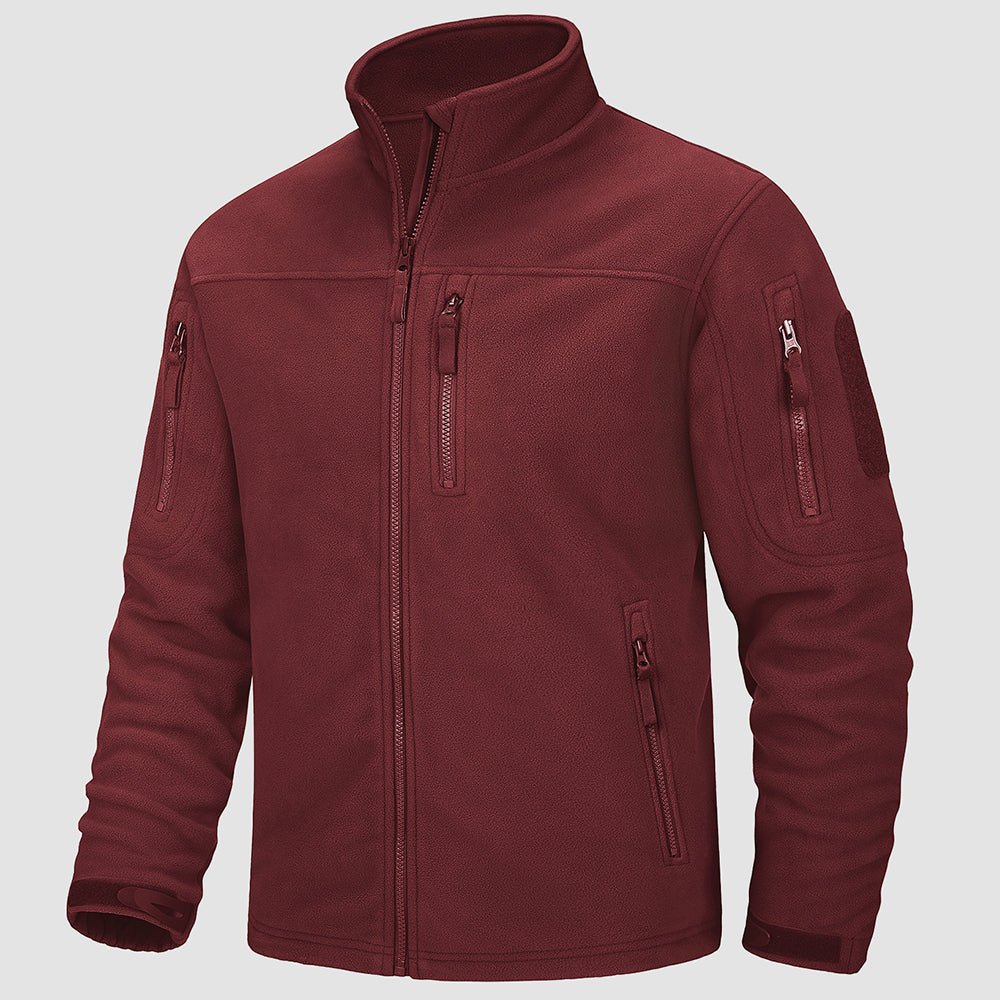 Men's tactical fleece jacket in Wine, front view