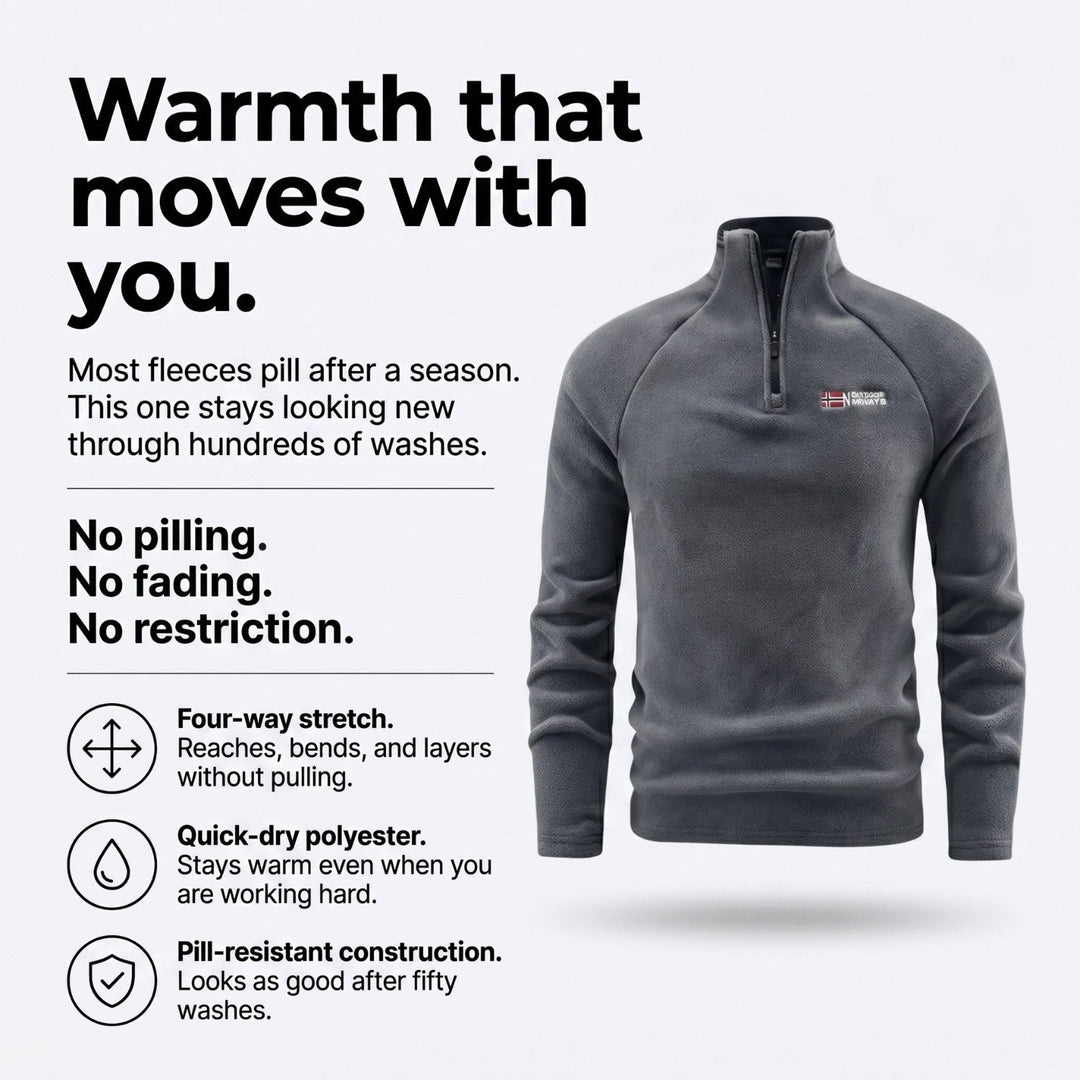 Men’s Quarter-Zip Fleece Pullover – Lightweight Outdoor Fleece Jumper for Hiking & Camping