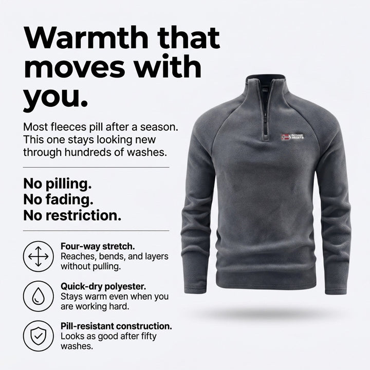 Men’s Quarter-Zip Fleece Pullover – Lightweight Outdoor Fleece Jumper for Hiking & Camping