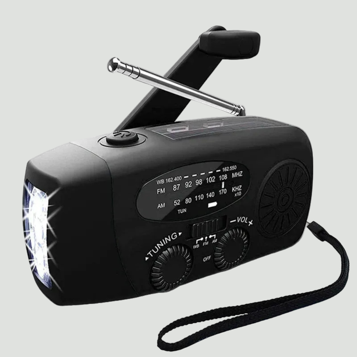 Emergency Hand Crank Radio - Solar and USB Rechargeable Weather Radio with flashlight for Camping and Outdoor Use
