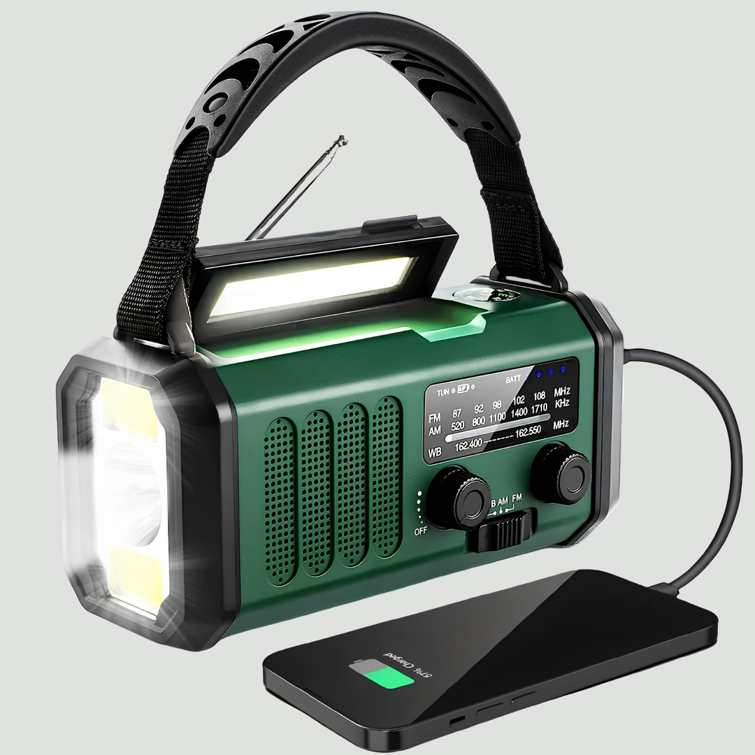 Emergency Weather Radio with Solar & Hand Crank – 10000 mAh Power Bank