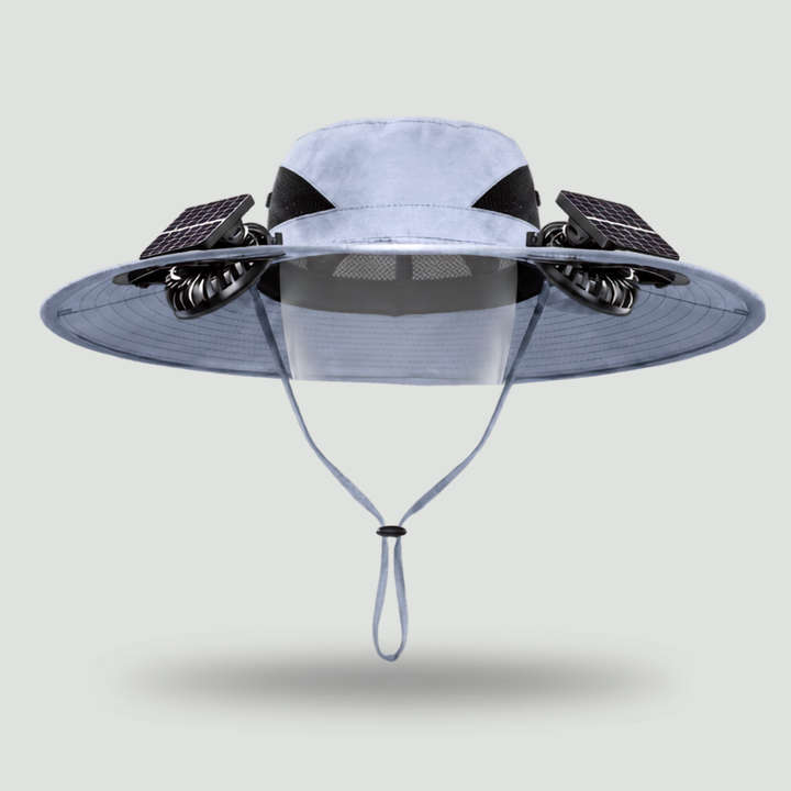 Solar Fan Hat with Dual Fans USB Rechargeable - Wide Brim Cooling Hat for Fishing and Outdoor Use