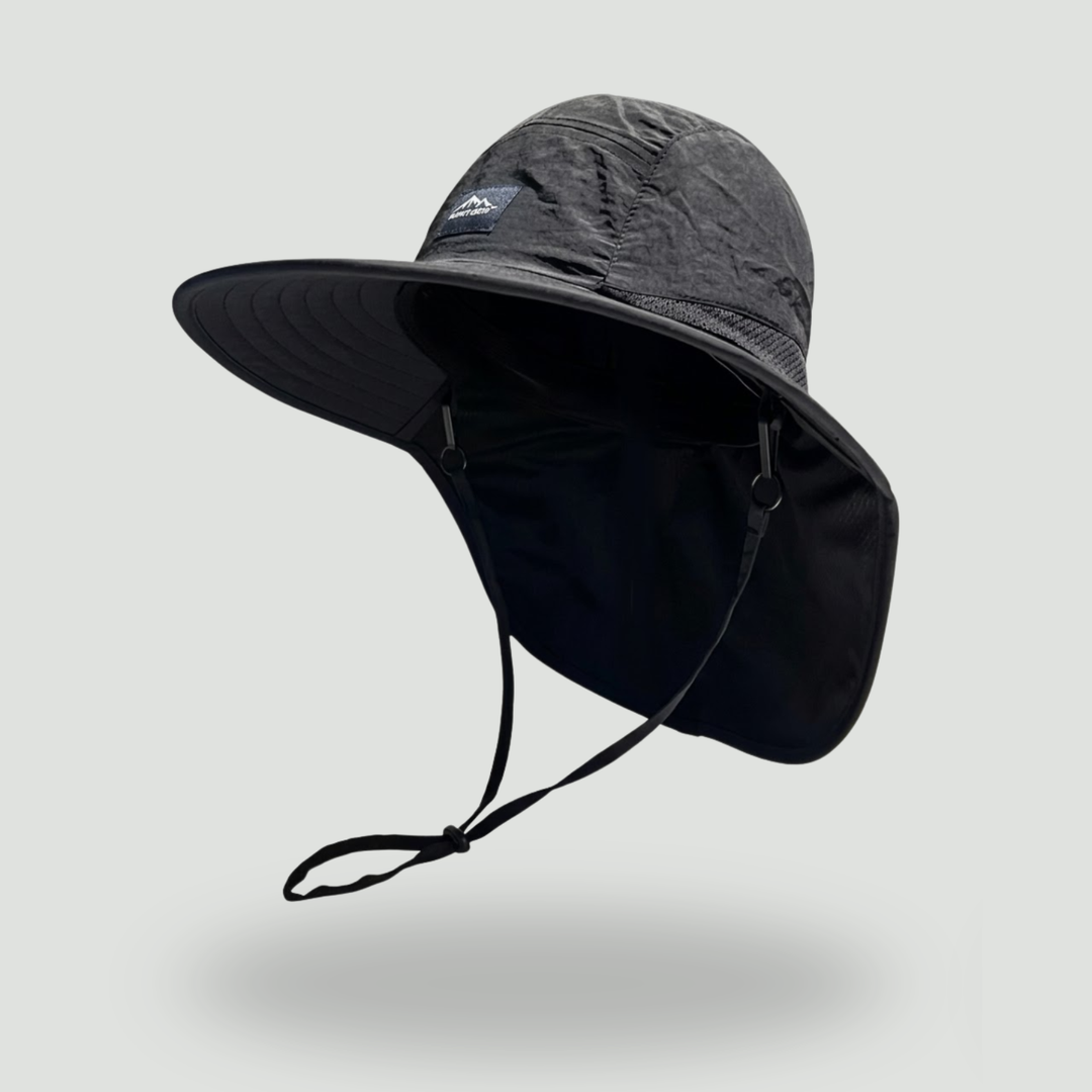 Unisex Wide-Brim Sun Hat with Neck Flap and Chin Strap – Packable for Hiking and Fishing