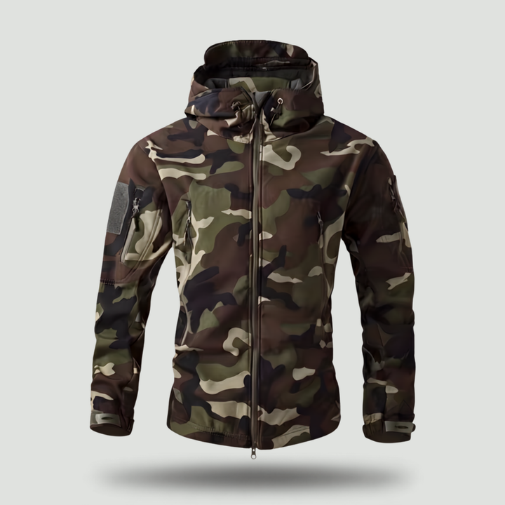 Men’s Hooded Outdoor Sports Jacket – Solid Color with Zipper Closure