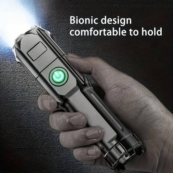 Portable Zoom Flashlight with Focusable Beam – Compact & Rechargeable