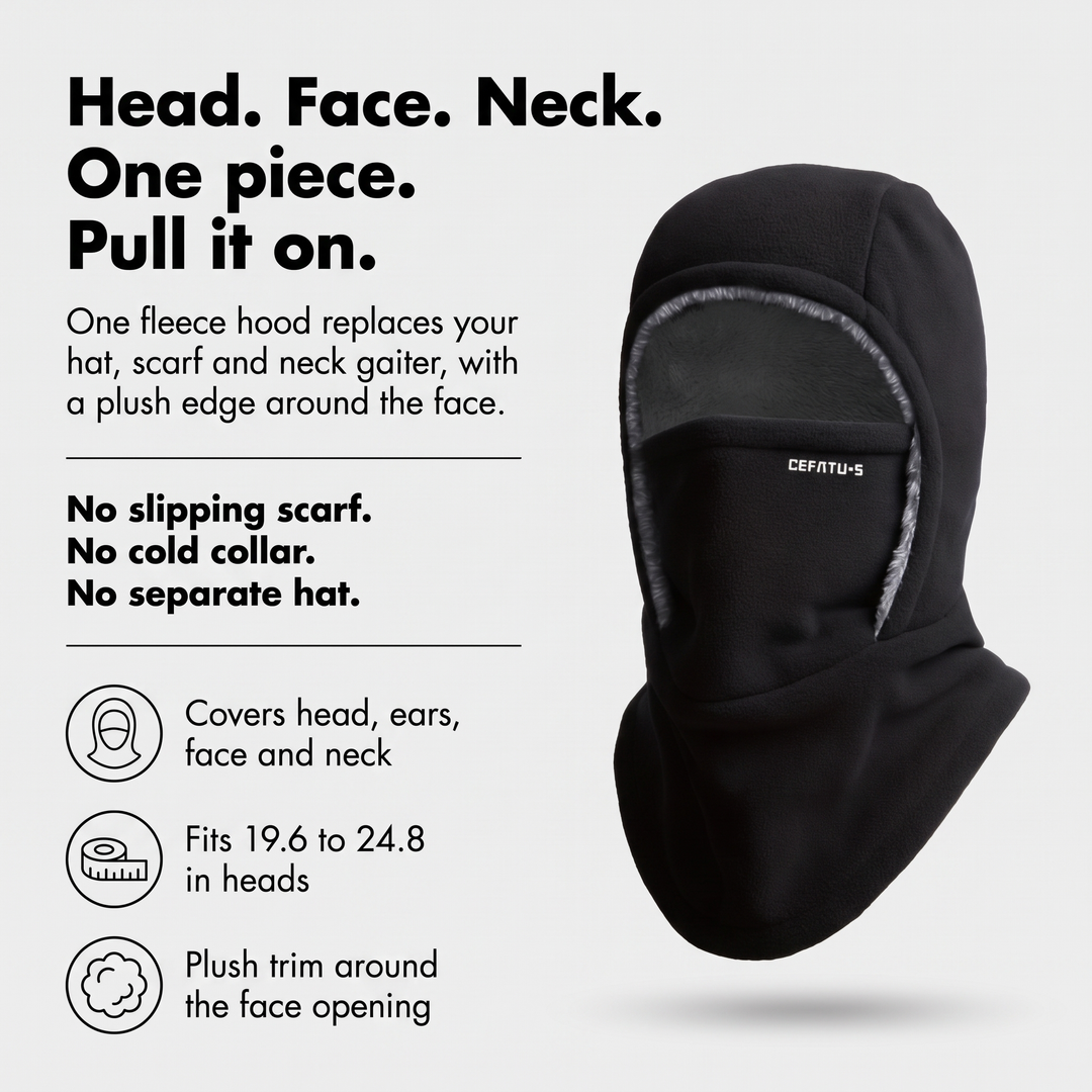 Winter face mask covers head face and neck in one piece