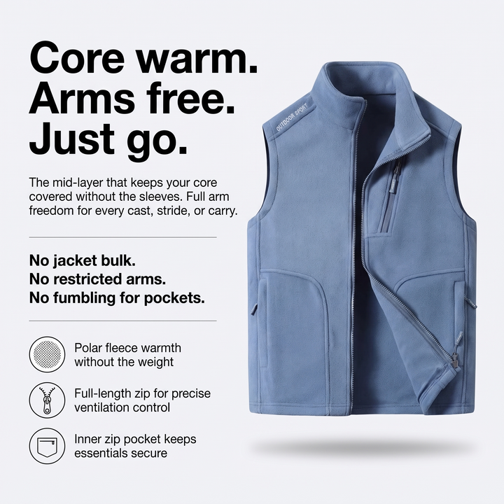 Fleece Vest Jacket — Features Infographic