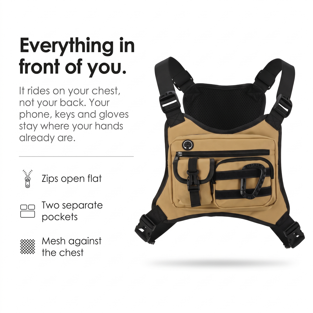How the chest bag works, everything in front of you
