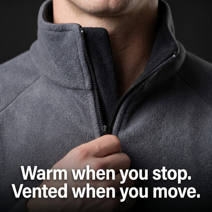 Men’s Quarter-Zip Fleece Pullover – Lightweight Outdoor Fleece Jumper for Hiking & Camping