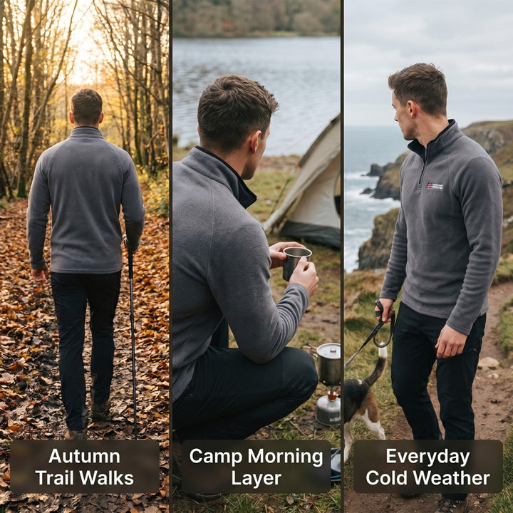 Men’s Quarter-Zip Fleece Pullover – Lightweight Outdoor Fleece Jumper for Hiking & Camping