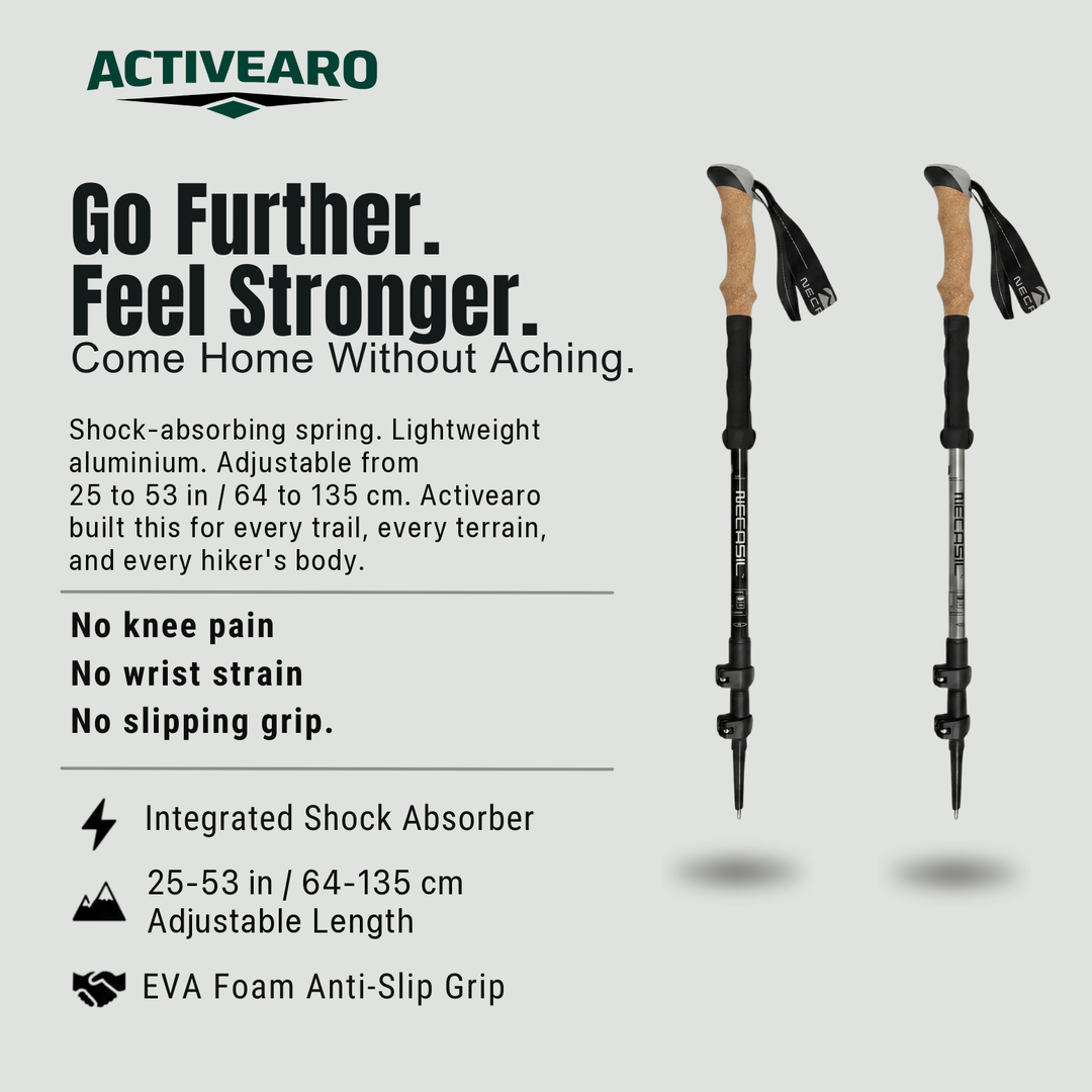 Shock Absorbing Trekking Pole – Adjustable Aluminum Support