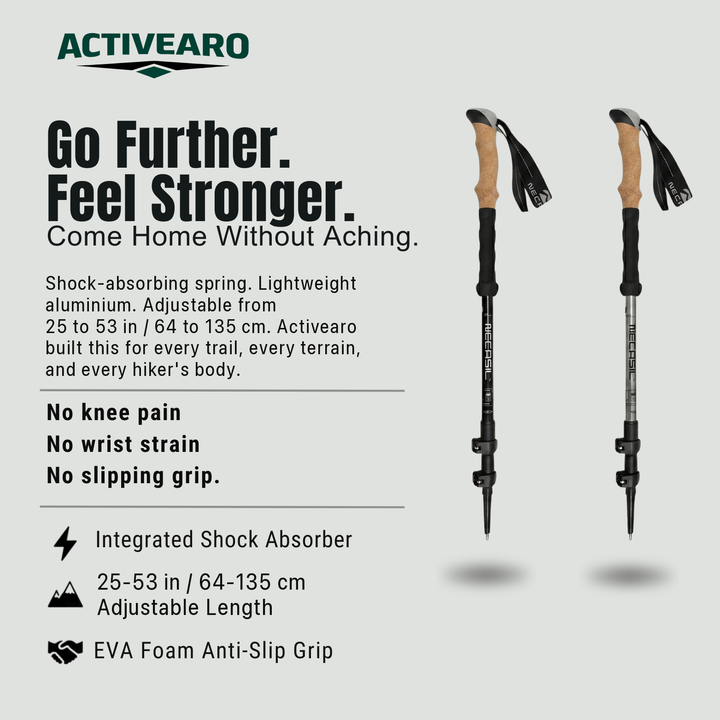 Shock Absorbing Trekking Pole – Adjustable Aluminum Support