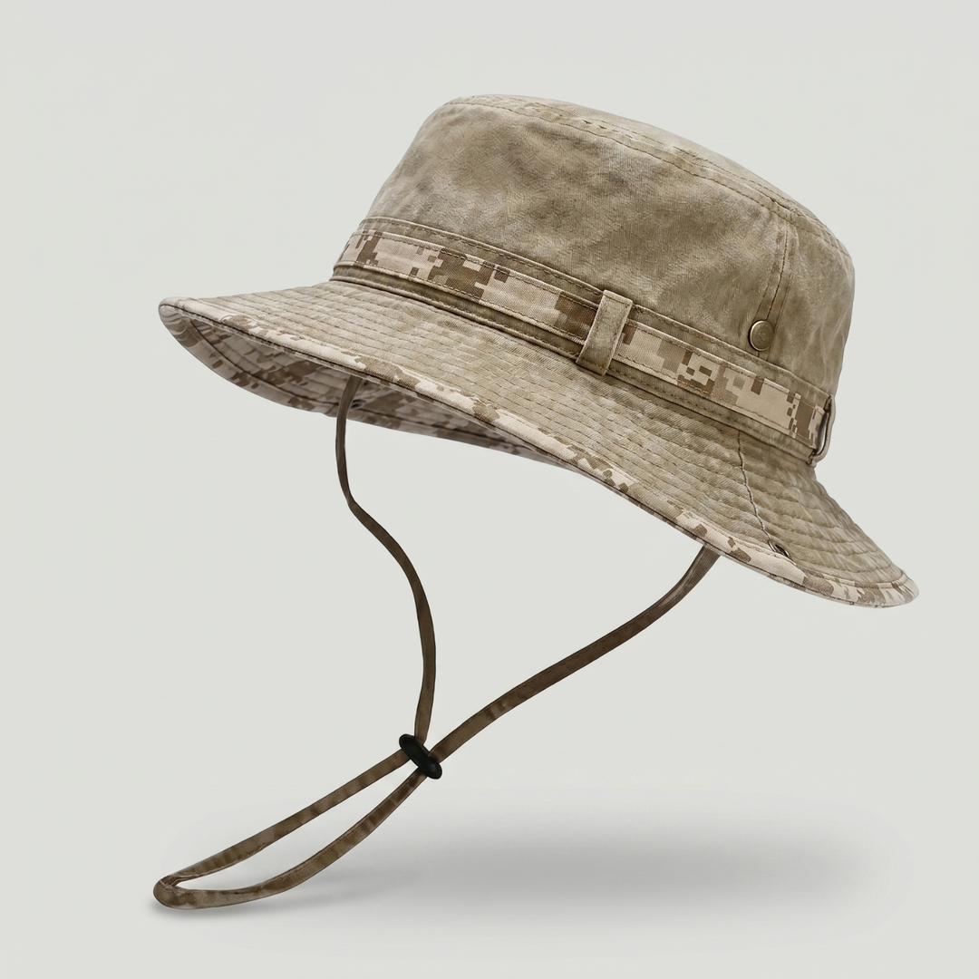 Packable Cotton Boonie Hat – Wide-Brim Sun Hat with Chin Strap for Fishing and Hiking
