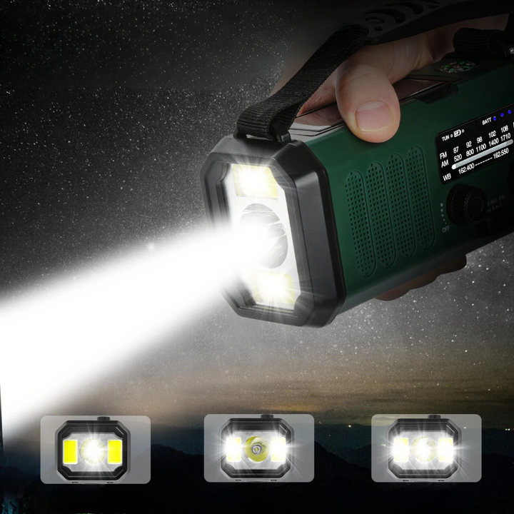 Emergency Radio with Solar & Hand Crank – 10000 mAh Power Bank