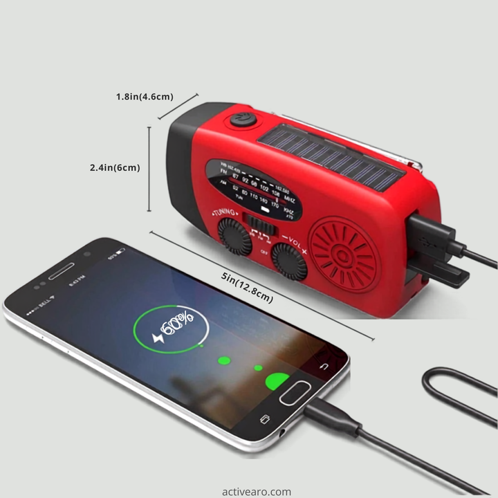 Emergency Hand Crank Radio - Solar and USB Rechargeable Weather Radio with flashlight for Camping and Outdoor Use