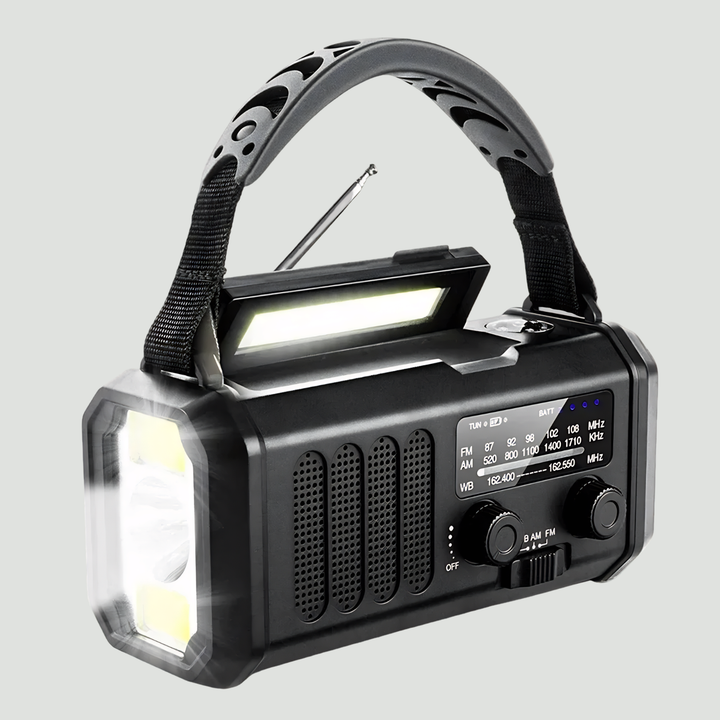 Emergency Weather Radio with Solar & Hand Crank – 10000 mAh Power Bank