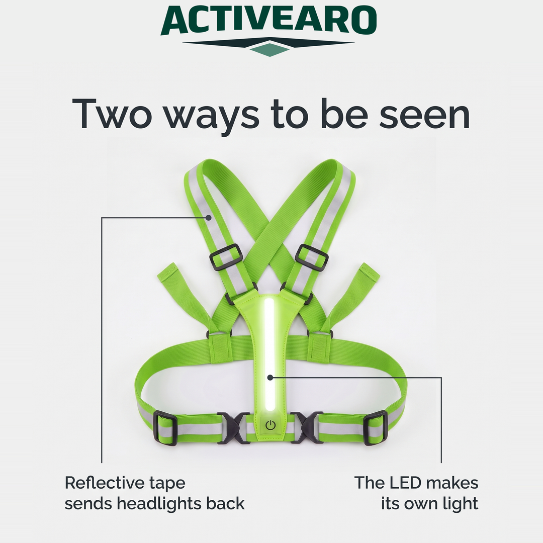 How the reflective vest works, reflective tape and LED strip