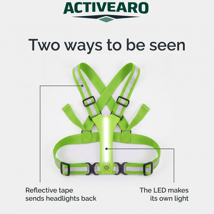 How the reflective vest works, reflective tape and LED strip