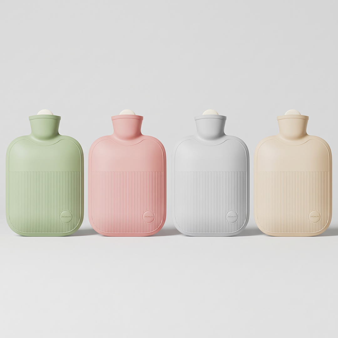Hot water bottle in Sage Green, Pink, Gray and Beige