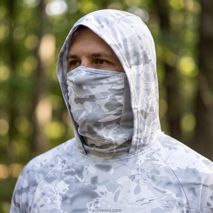 Men’s Camouflage Long-Sleeve Performance Sun Hoodie with Hood & Face Cover