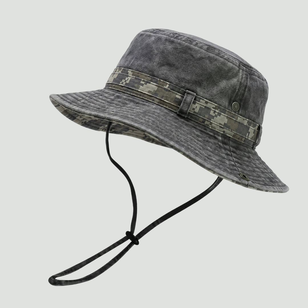 Packable Cotton Boonie Hat – Wide-Brim Sun Hat with Chin Strap for Fishing and Hiking