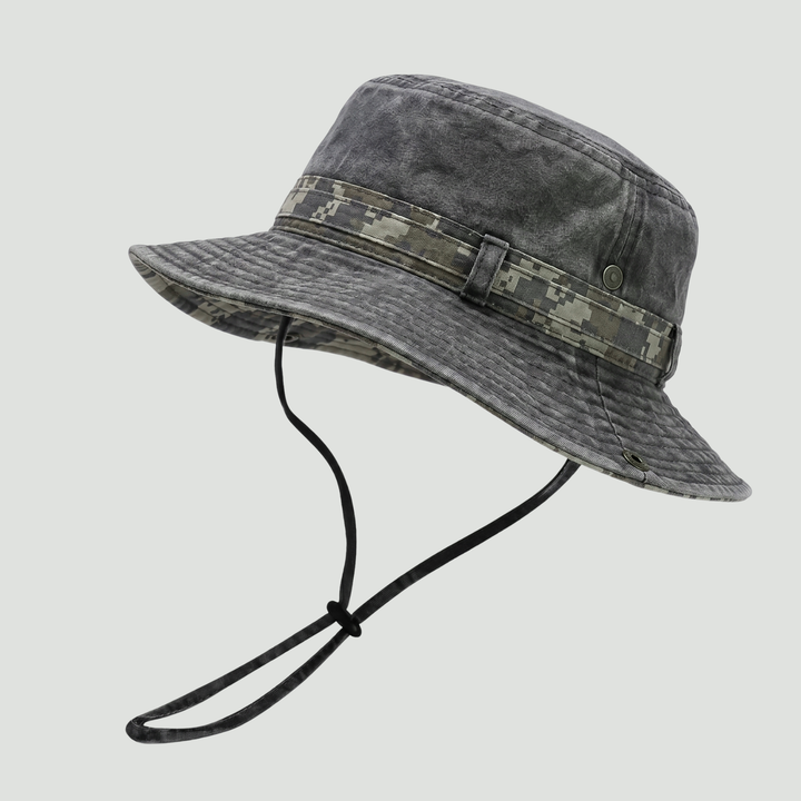 Packable Cotton Boonie Hat – Wide-Brim Sun Hat with Chin Strap for Fishing and Hiking