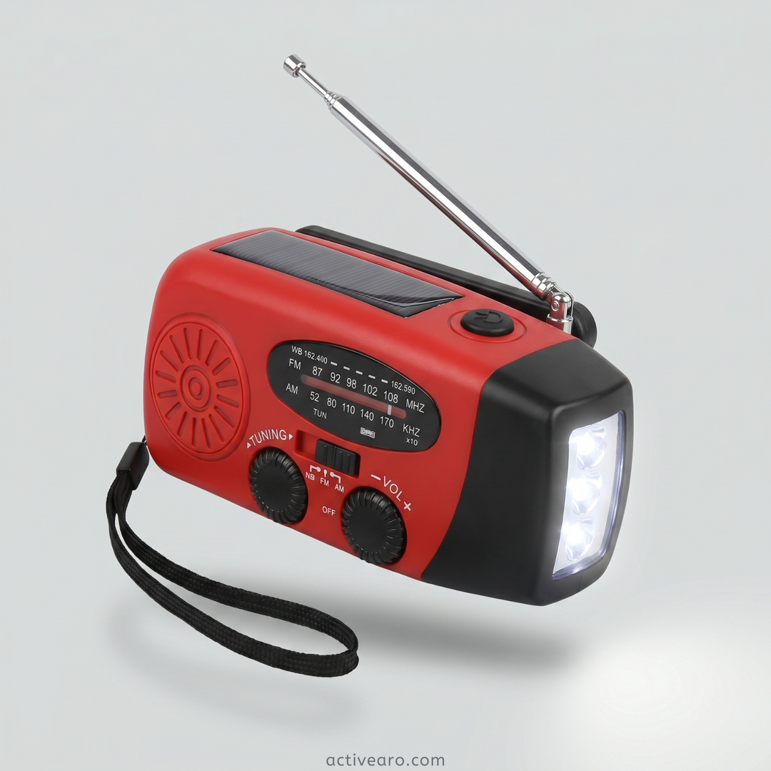 Emergency Hand Crank Radio - Solar and USB Rechargeable Weather Radio with flashlight for Camping and Outdoor Use