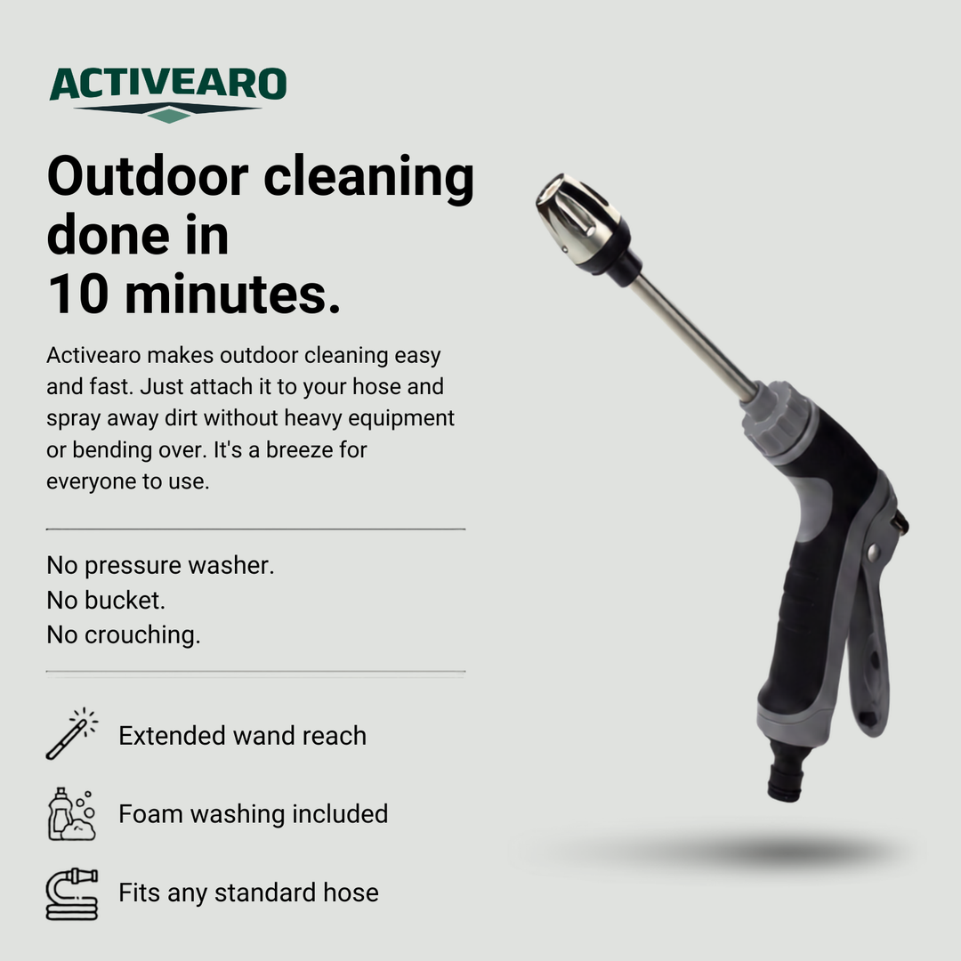 High-Pressure Garden Hose Nozzle — Adjustable Jet & Wide Spray, Metal Build