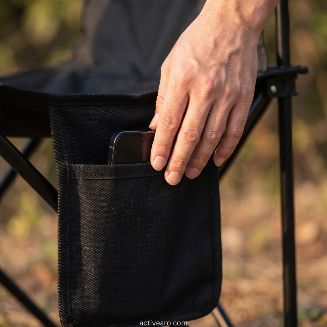 Portable Folding Chair with Backrest – Steel-Frame Outdoor Chair for Fishing and Camping