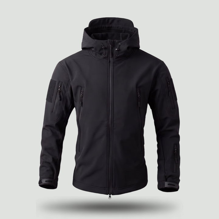 Men’s Hooded Outdoor Sports Jacket – Solid Color with Zipper Closure