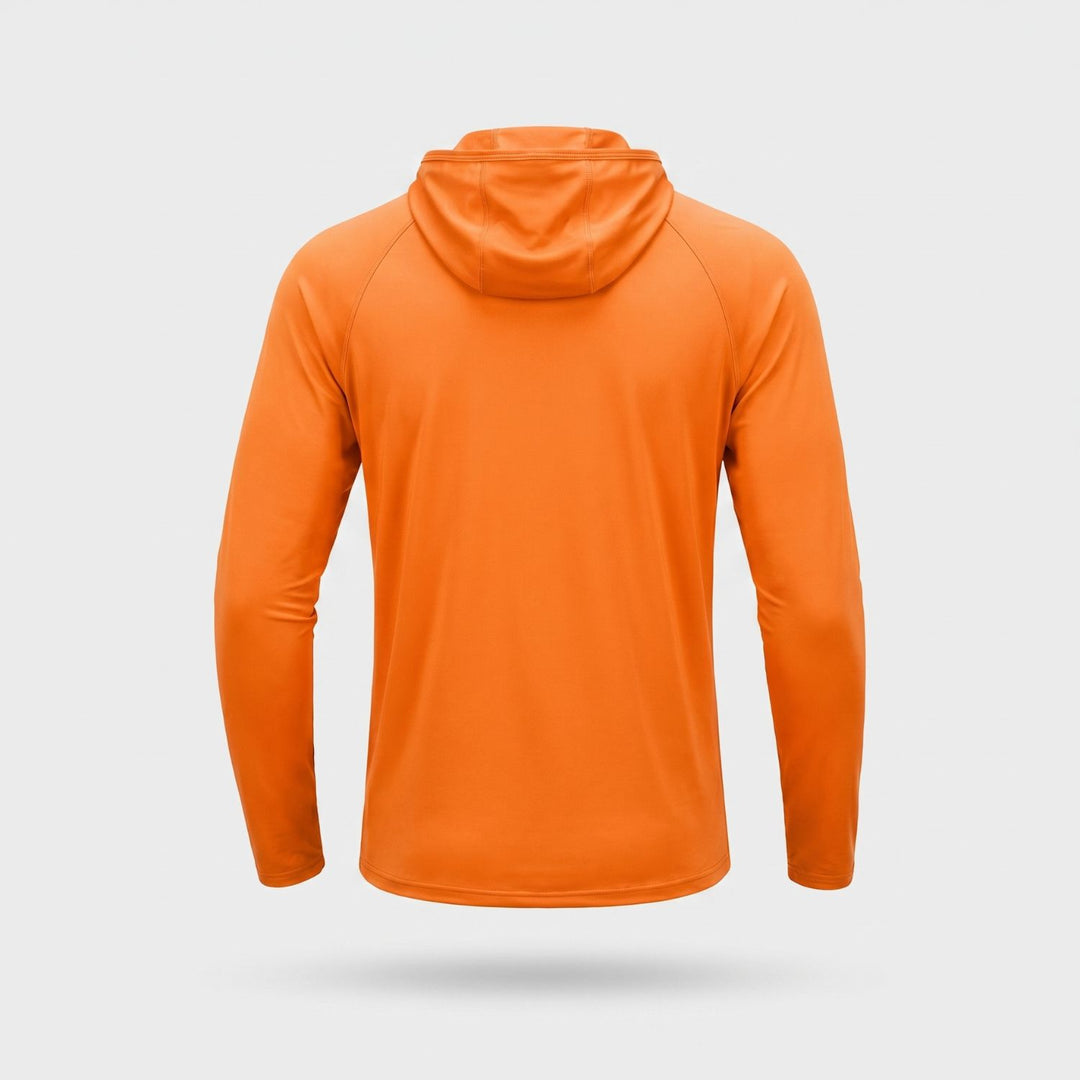 Men's UPF 50+ Sun Hoodie – Quick-Dry Polyester UV Top with Thumb Loops for Hiking and Fishing