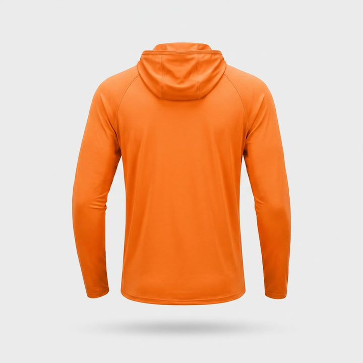 Men's UPF 50+ Sun Hoodie – Quick-Dry Polyester UV Top with Thumb Loops for Hiking and Fishing