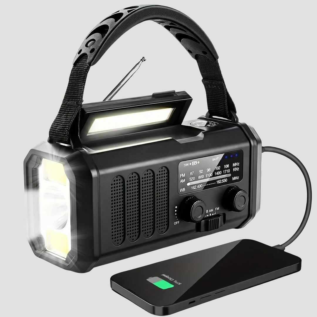 Emergency Weather Radio with Solar & Hand Crank – 10000 mAh Power Bank