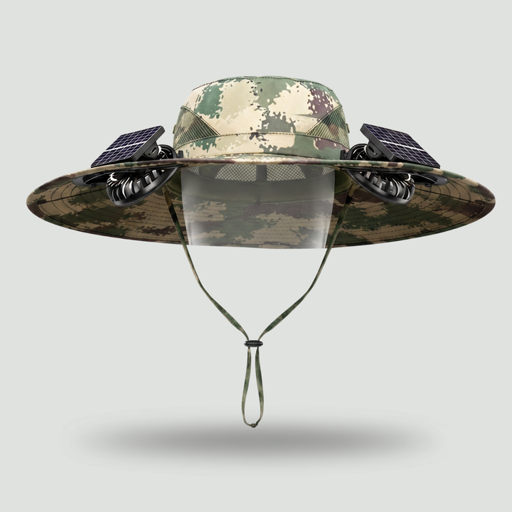 Solar Fan Hat with Dual Fans USB Rechargeable - Wide Brim Cooling Hat for Fishing and Outdoor Use