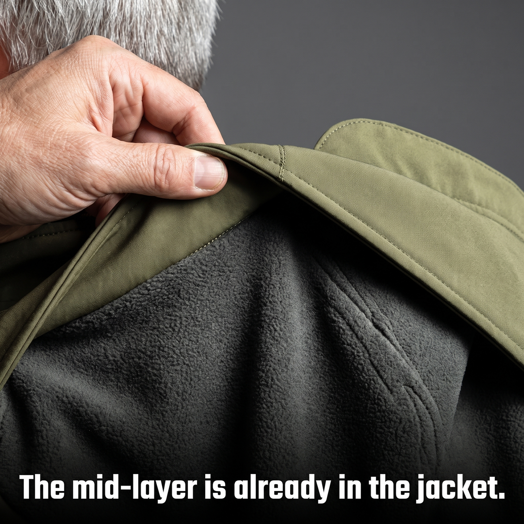 Bonded fleece lining - mid-layer built into the jacket