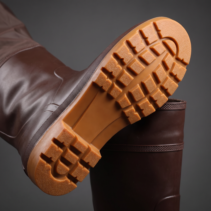 Moulded rubber lug outsole of the wader boot