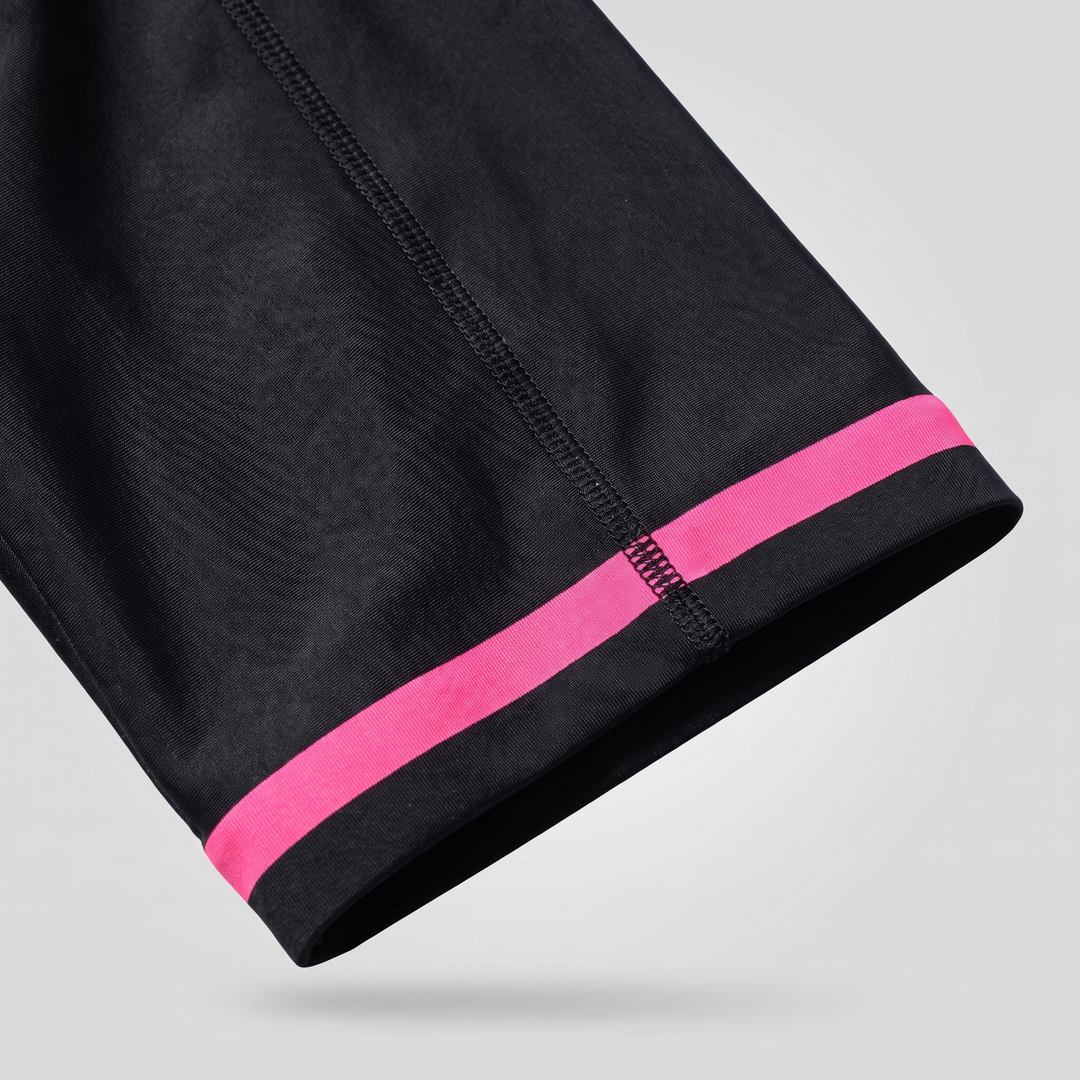 Close-up of the banded leg hem and the flat panel seam