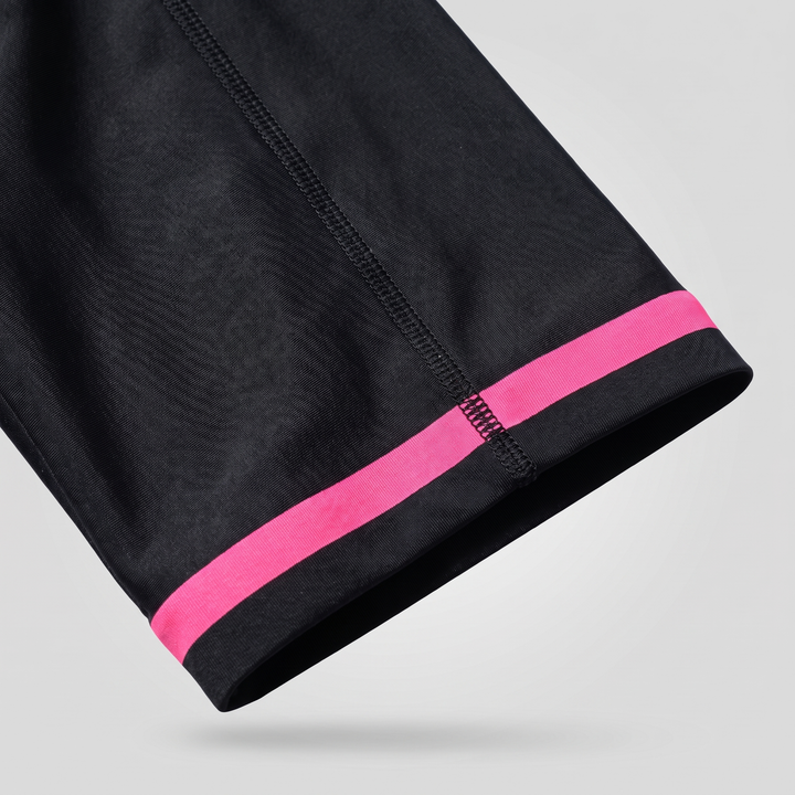 Close-up of the banded leg hem and the flat panel seam