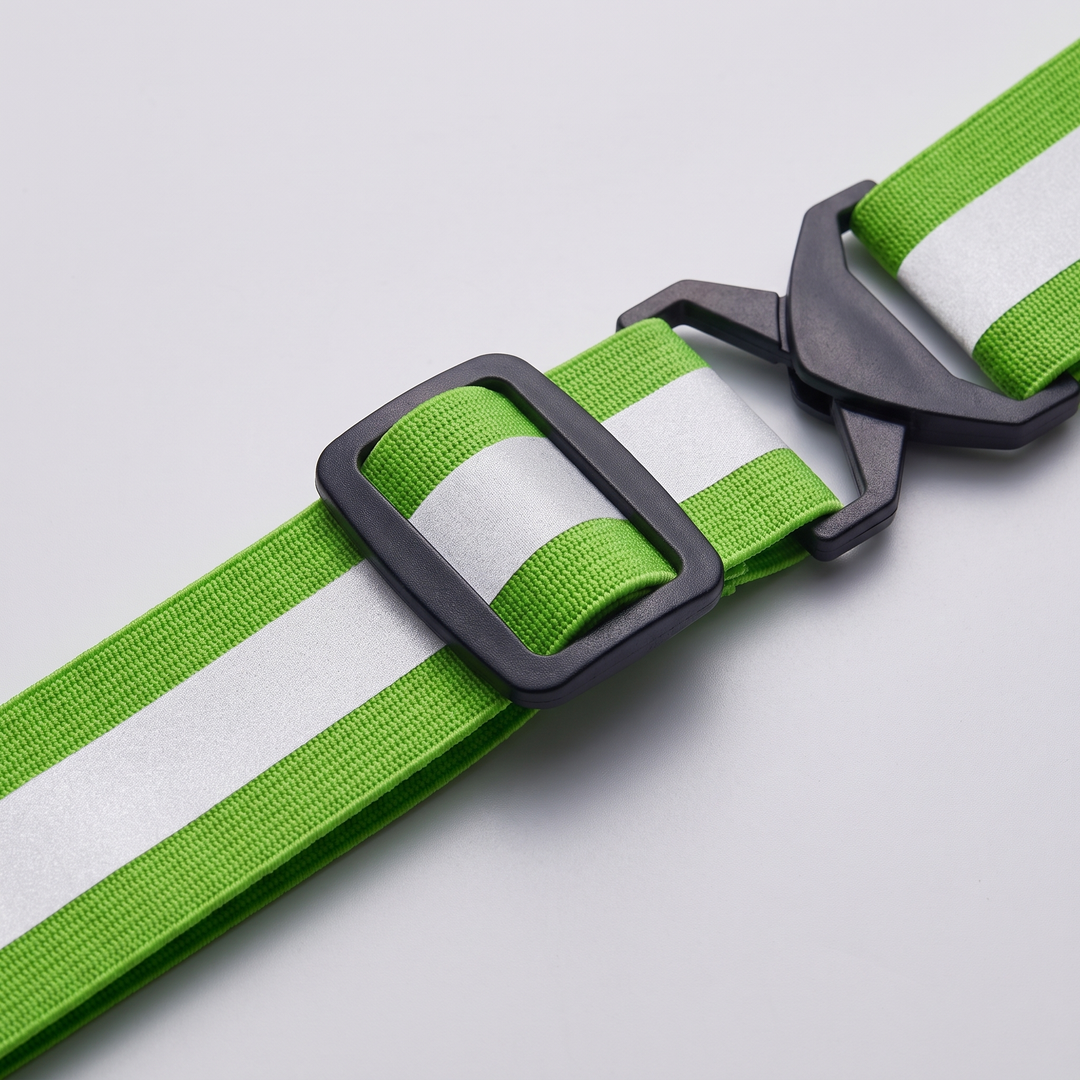 Close up of the belt slider and X clip pulled taut