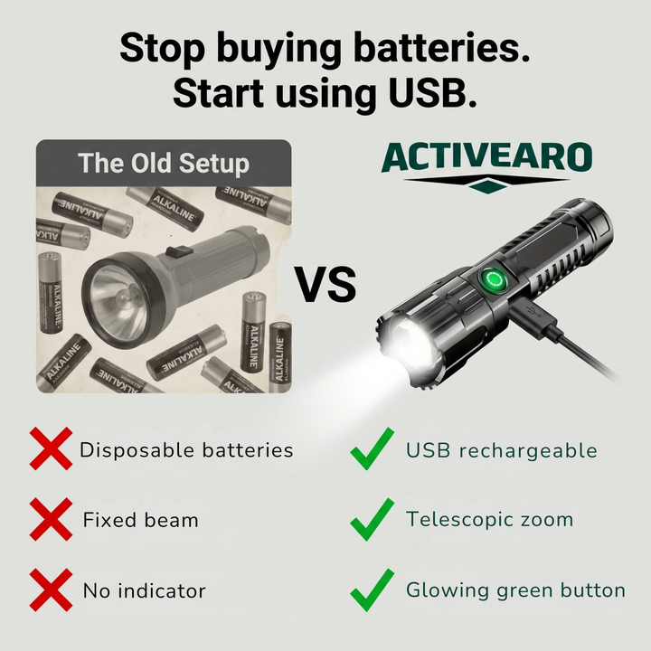 LED Long-Range Zoom Flashlight – USB Rechargeable Utility Torch