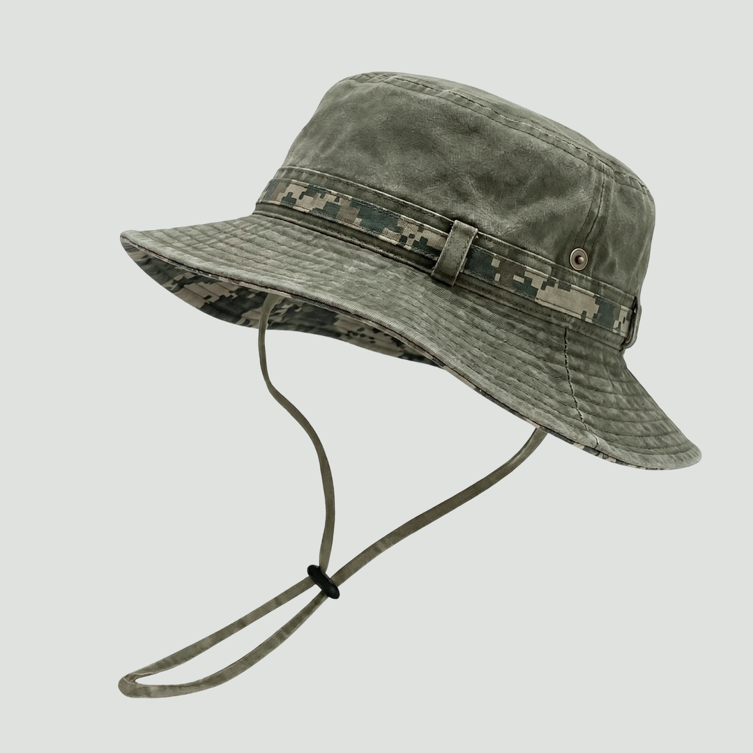Packable Cotton Boonie Hat – Wide-Brim Sun Hat with Chin Strap for Fishing and Hiking