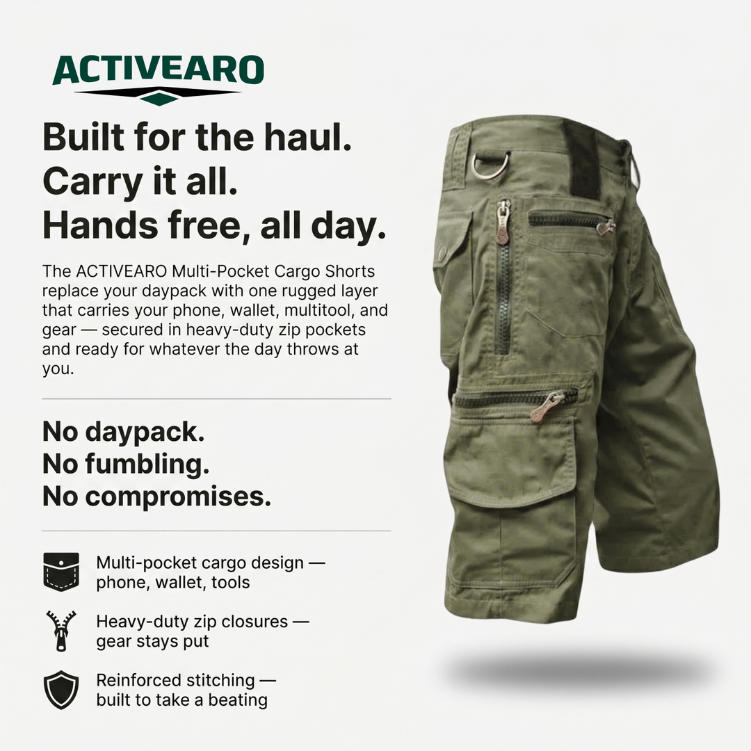 Men’s Outdoor Cargo Shorts – Zip Pockets for Hiking and Fishing