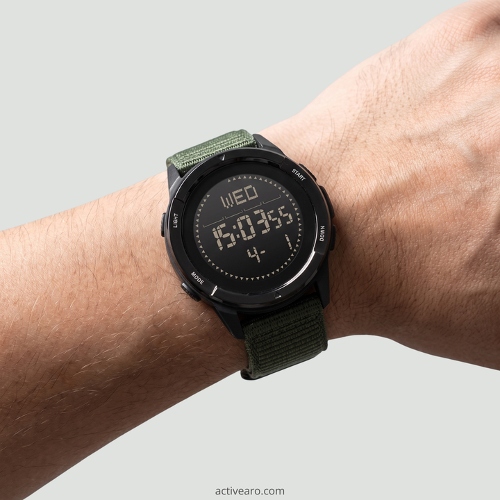 Men's Digital Sport Watch – Waterproof Compass and Step Tracker for Hiking and Running