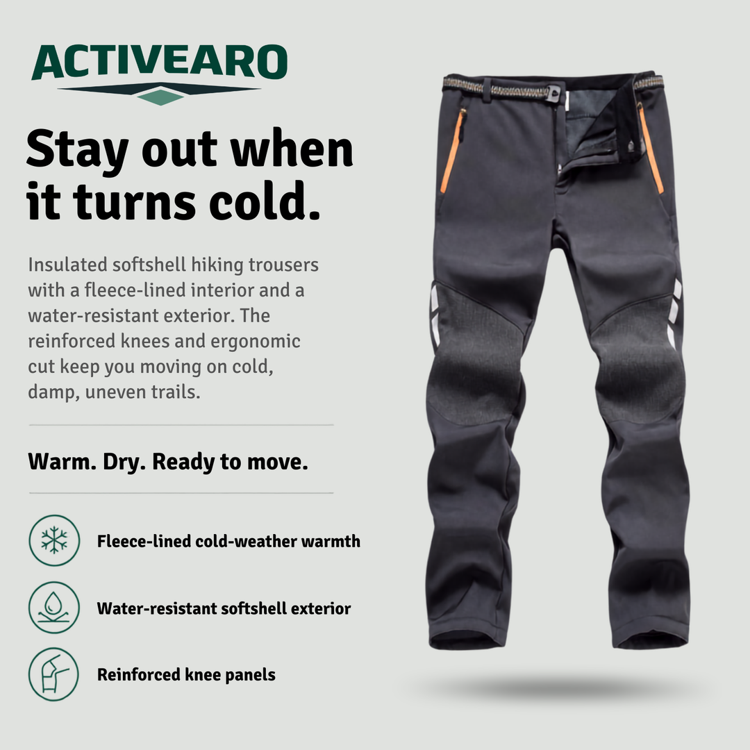 Men's Water-Resistant Softshell Hiking Pants – Fleece-Lined